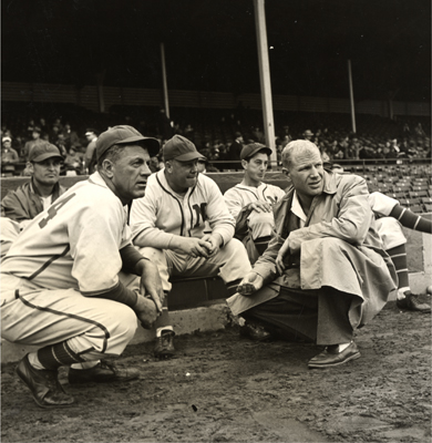 Charlie Grimm, Red Smith and Bill Veeck Jr with the Brewers in 1943